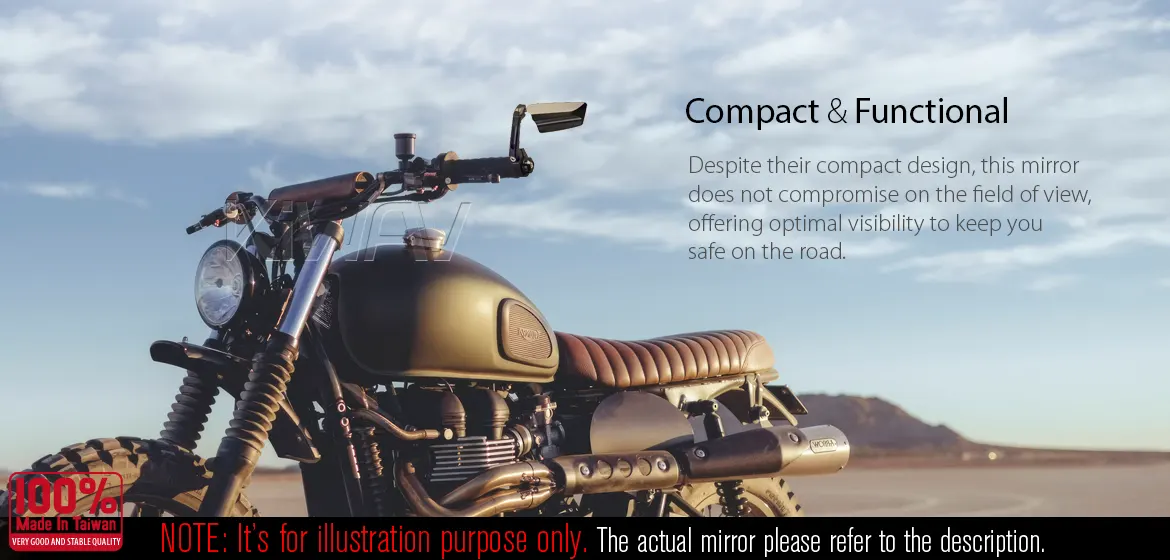 KiWAV motorcycle bar end mirrors Leap left hand compatible for Triumph air-cooled models