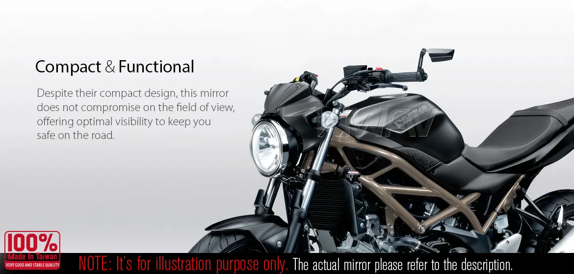 KiWAV motorcycle bar end mirrors Leap left hand for M6 threaded handlebars