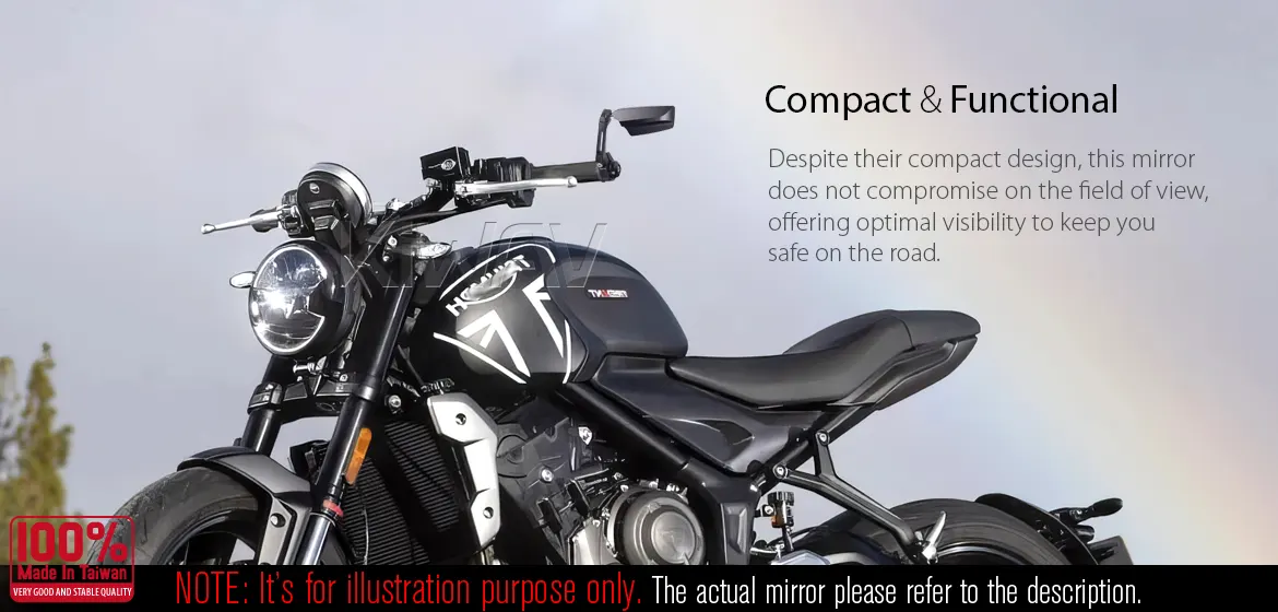KiWAV motorcycle bar end mirrors Leap left hand compatible for Triumph water-cooled models