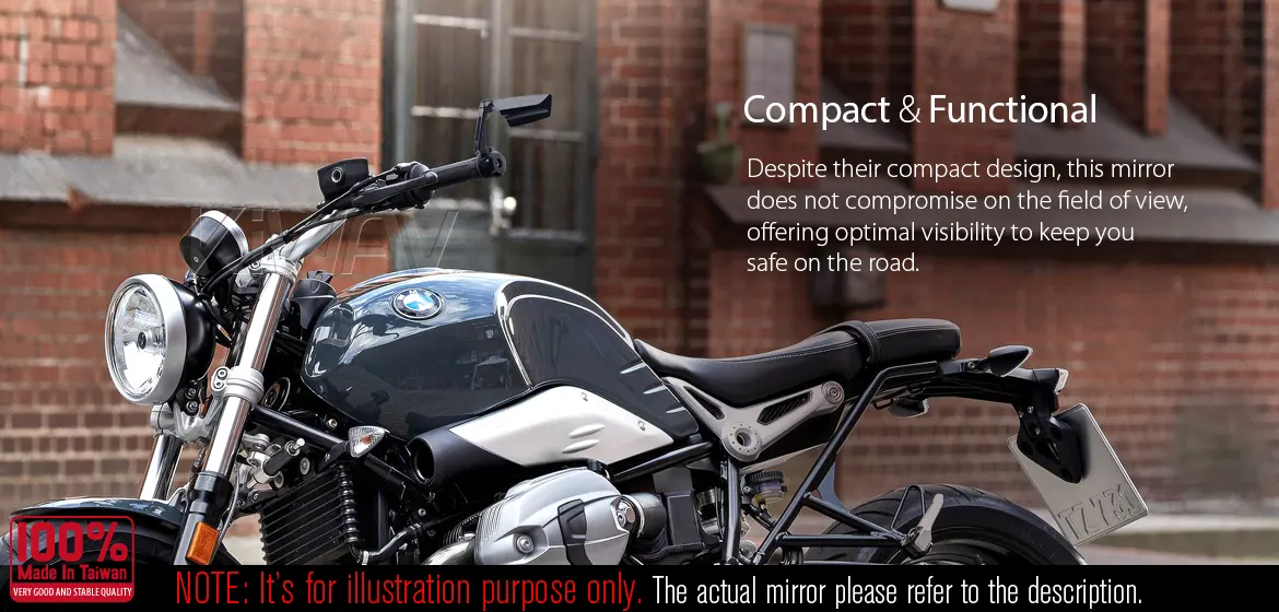 KiWAV motorcycle bar end mirrors Leap left hand heavy weight compatible for BMW