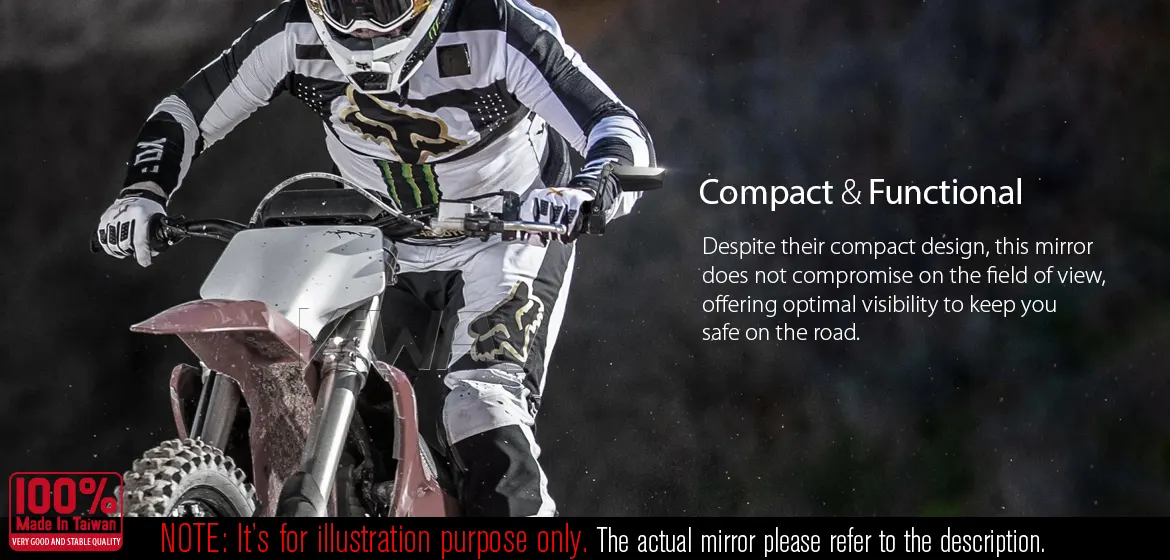 KiWAV motorcycle bar end mirrors Leap left hand for most bicycles, Ebikes with hollow bar end