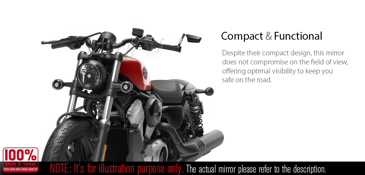 KiWAV motorcycle bar end mirrors Leap left hand compatible for Harley Sportster S Nightster 2021-