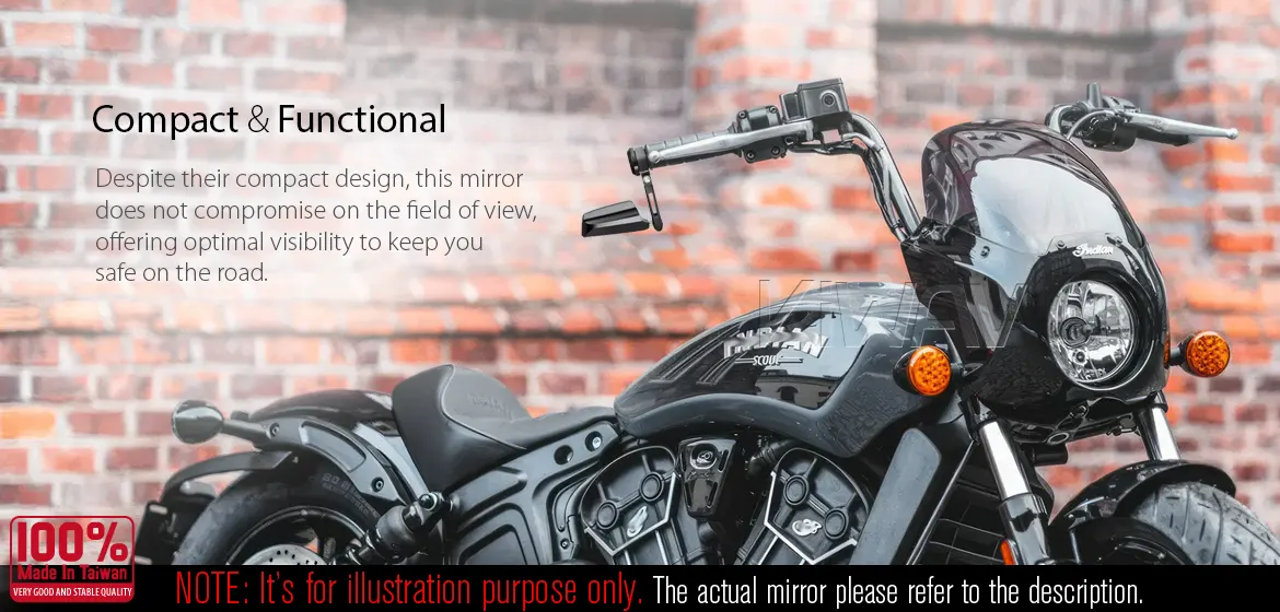 KiWAV motorcycle bar end mirrors Leap left hand compatible for Specific Indian models