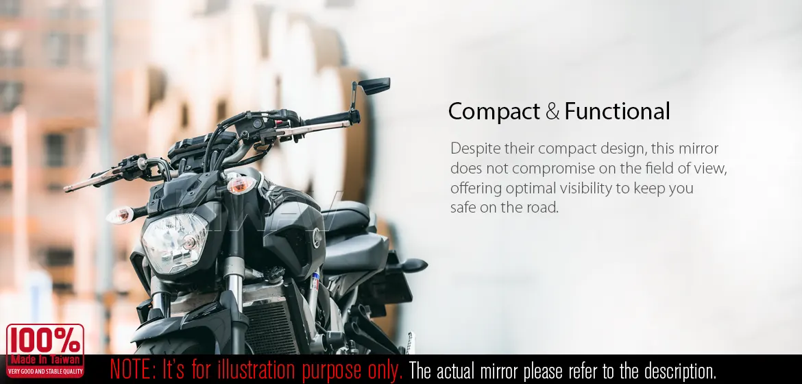 KiWAV motorcycle bar end mirrors Leap left hand heavy weight compatible for Yamaha M16 threaded handlebar