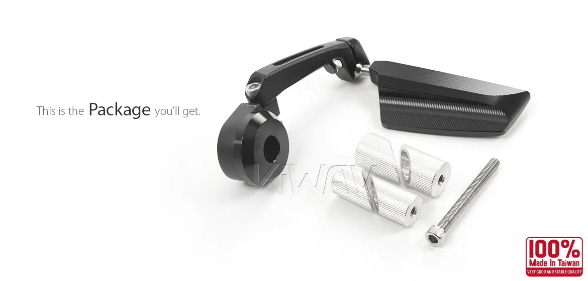 KiWAV motorcycle bar end mirrors Leap left hand for 1, 1-1/4 inch hollow end handlebars