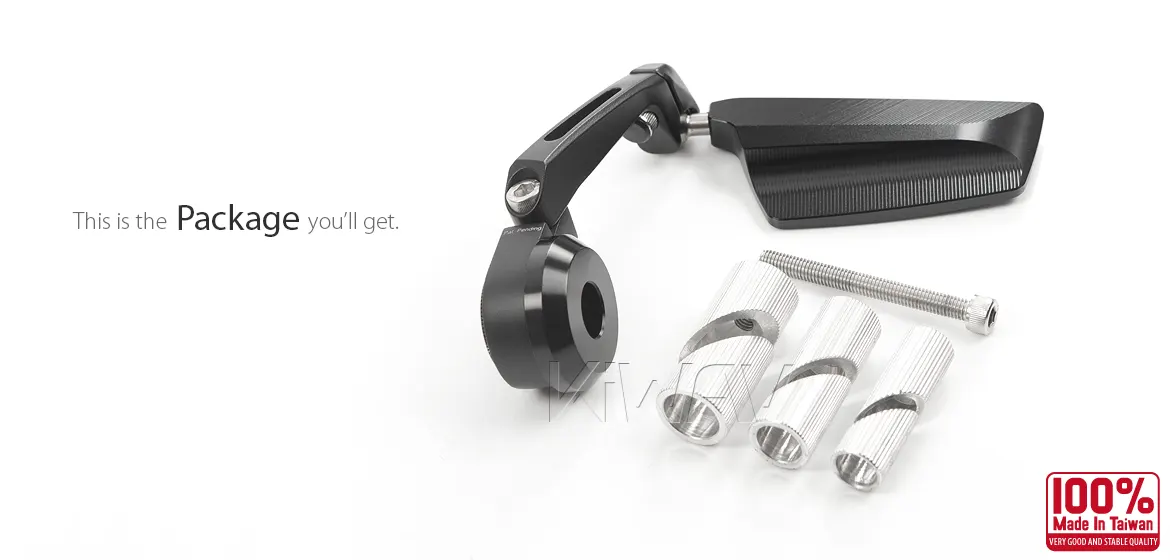KiWAV motorcycle bar end mirrors Leap left hand universal fit for 7/8, 1, 1-1/4 inch hollow end handlebars