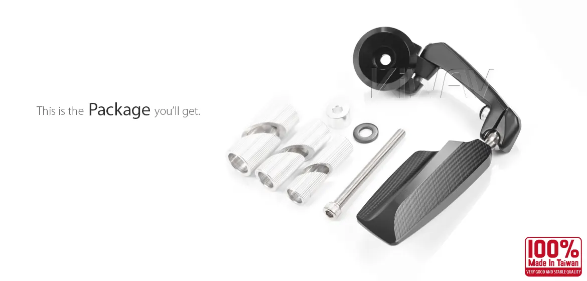KiWAV motorcycle bar end mirrors Leap left hand compatible for Harley Sportster Dyna Softail XG street