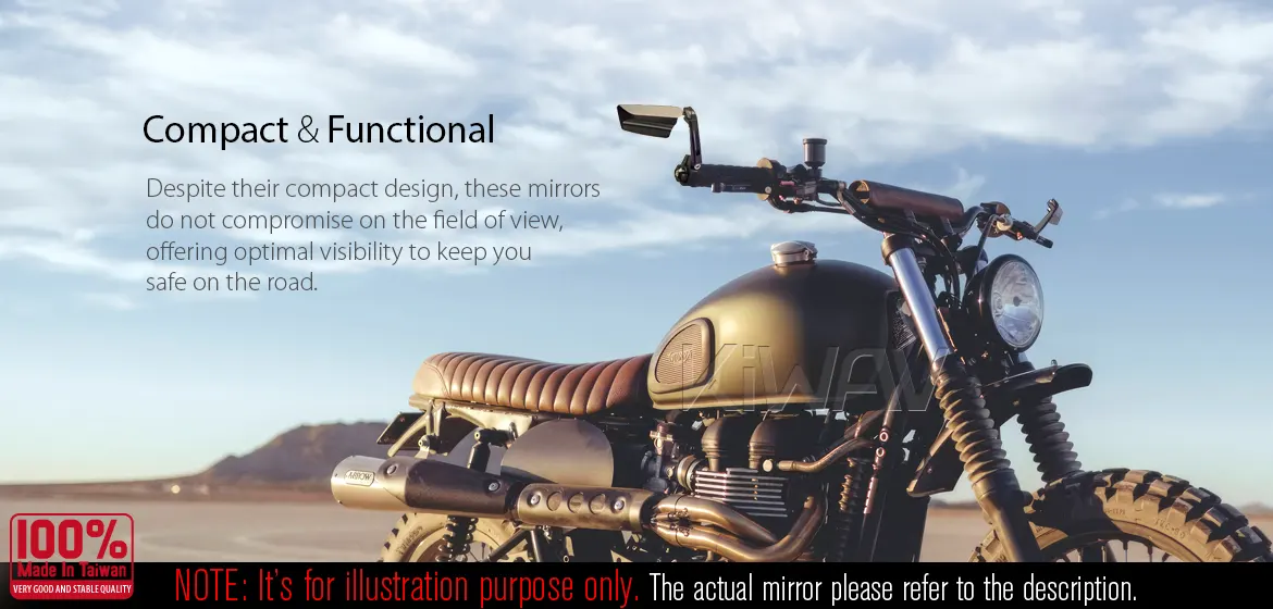 KiWAV motorcycle bar end mirrors Leap compatible for Triumph air-cooled models