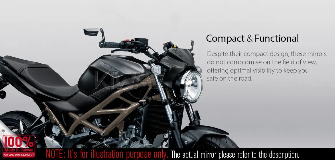 KiWAV motorcycle heavy weight bar end mirrors Leap for M6 threaded handlebars