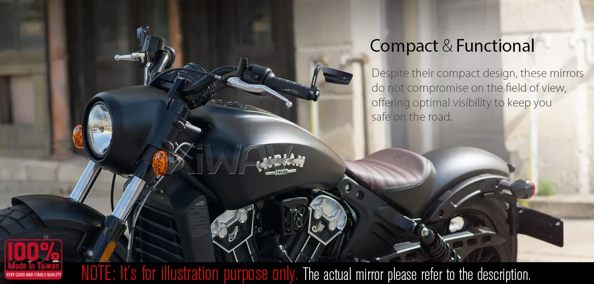 KiWAV motorcycle bar end mirrors Leap a pair compatible for Indian Scout Bobber