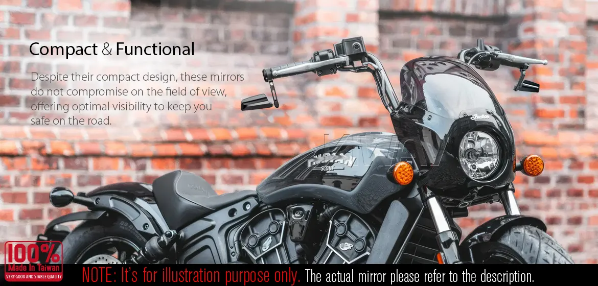 KiWAV motorcycle bar end mirrors Leap a pair compatible for Specific Indian models