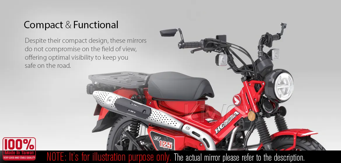 KiWAV motorcycle bar end mirrors Leap a pair compatible for Honda specific mini motorcycles