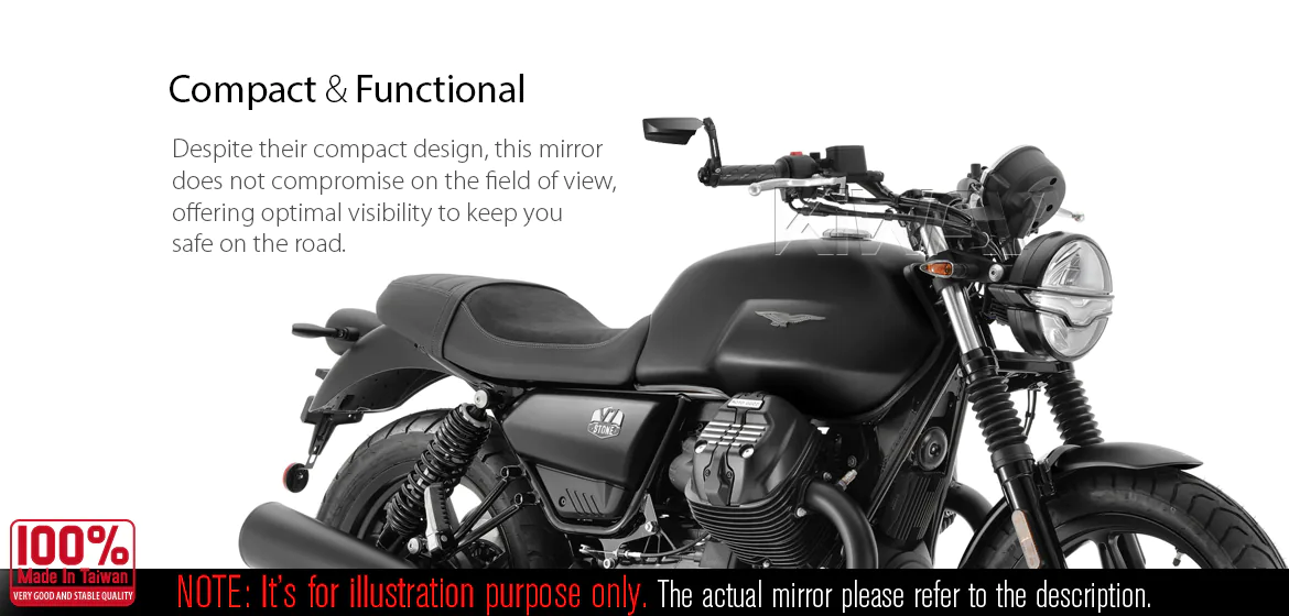 KiWAV motorcycle bar end mirrors Leap compatible for Moto Guzzi