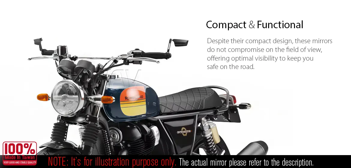 KiWAV motorcycle bar end mirrors Leap compatible for Royal Enfield Interceptor 650