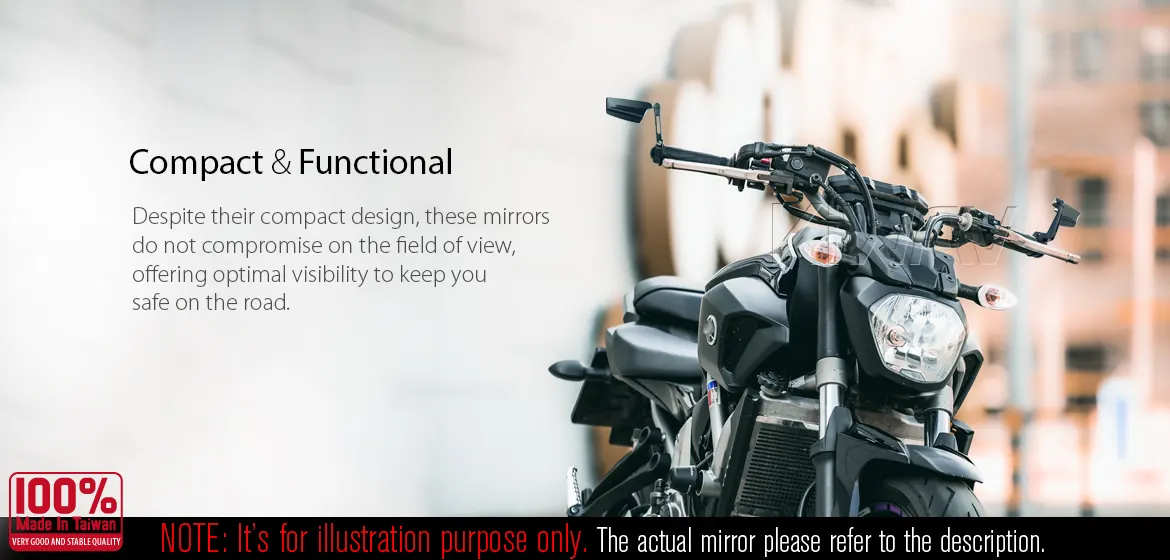 KiWAV motorcycle bar end mirrors Leap compatible for Yamaha M16 threaded handlebars