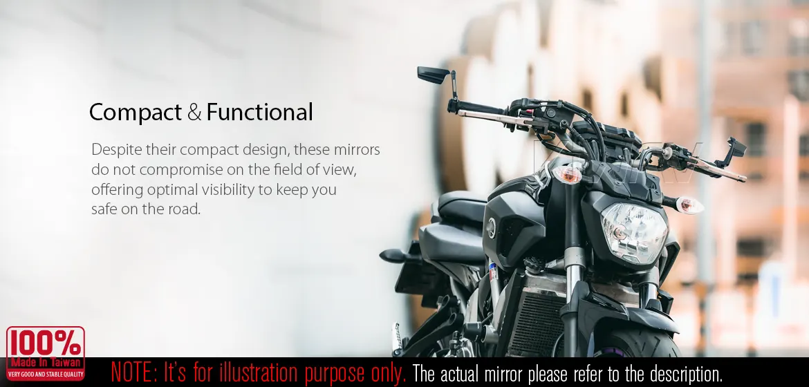 KiWAV motorcycle heavy weight bar end mirrors Leap compatible for Yamaha M16 threaded handlebars