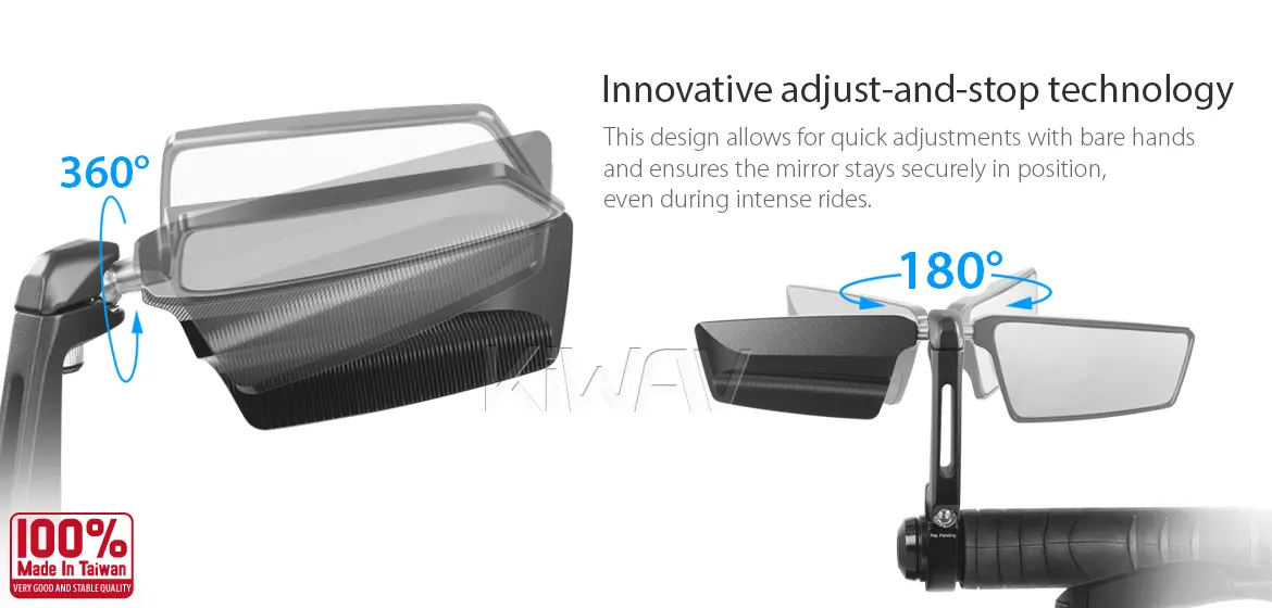 KiWAV motorcycle bar end mirrors Leap compatible for Triumph air-cooled models