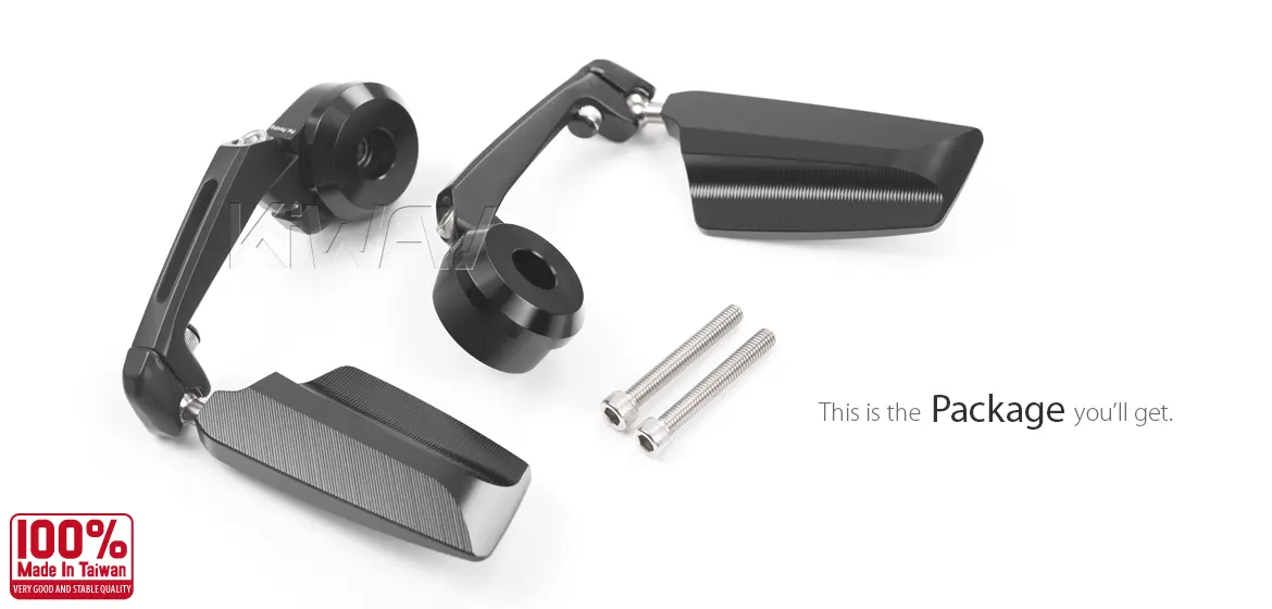 KiWAV motorcycle heavy weight bar end mirrors Leap for M6 threaded handlebars