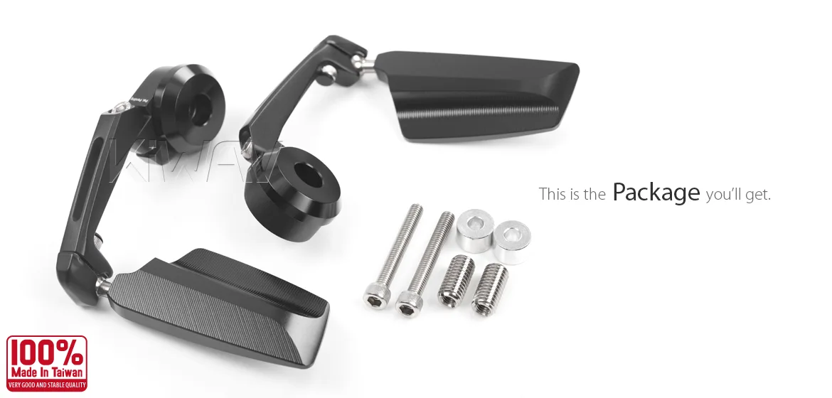 KiWAV motorcycle bar end mirrors Leap a pair compatible for BMW M10 threaded handlebar