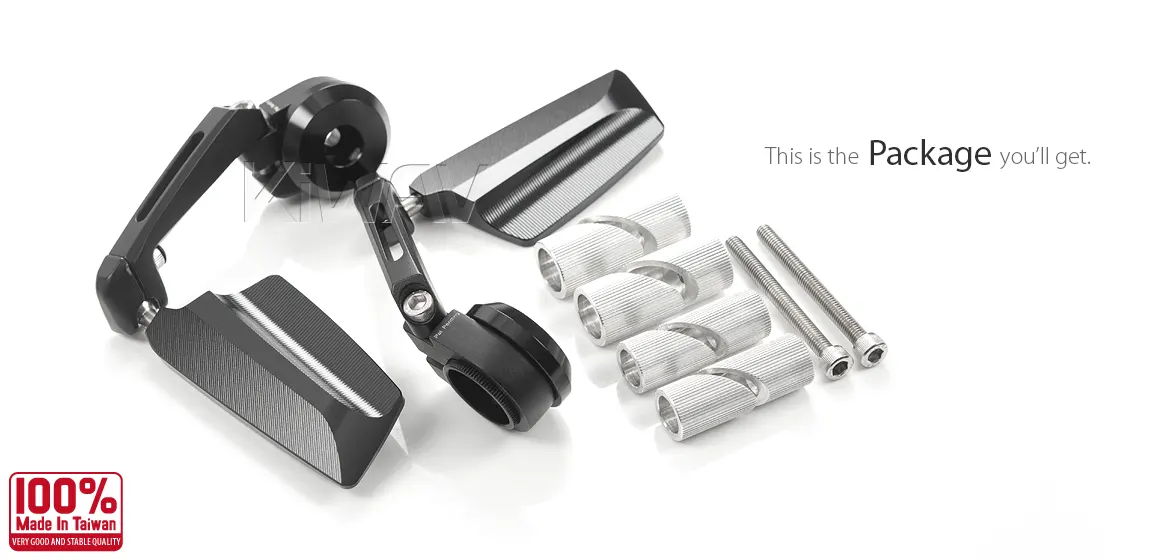 KiWAV motorcycle bar end mirrors Leap a pair for 1, 1-1/4 inch hollow end handlebars
