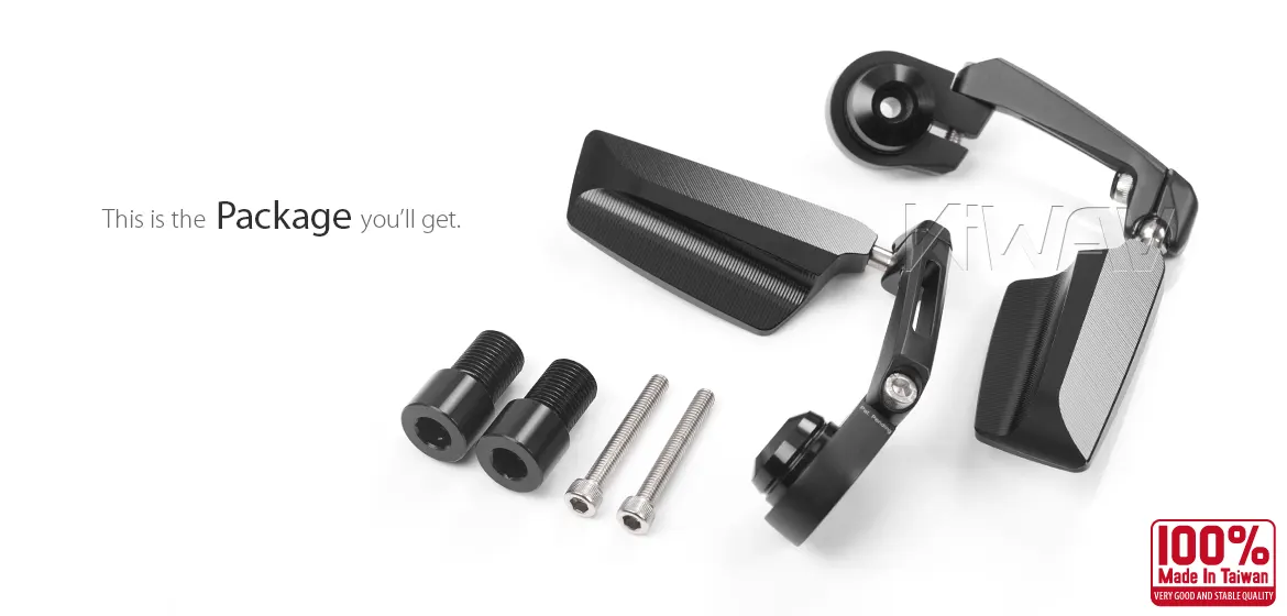 KiWAV motorcycle bar end mirrors Leap compatible for Yamaha M16 threaded handlebars
