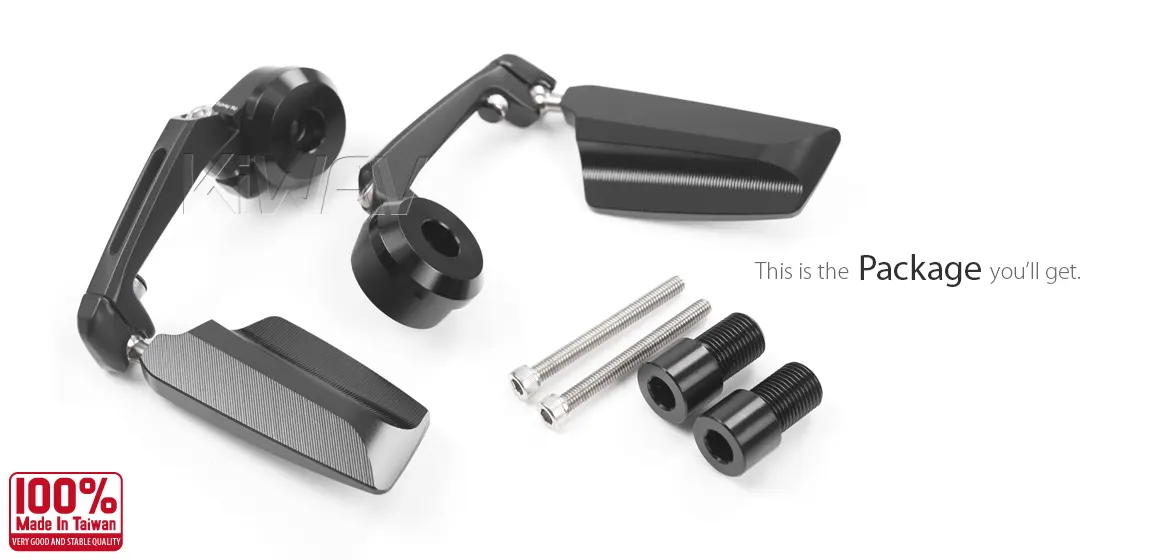 KiWAV motorcycle heavy weight bar end mirrors Leap compatible for Yamaha M16 threaded handlebars