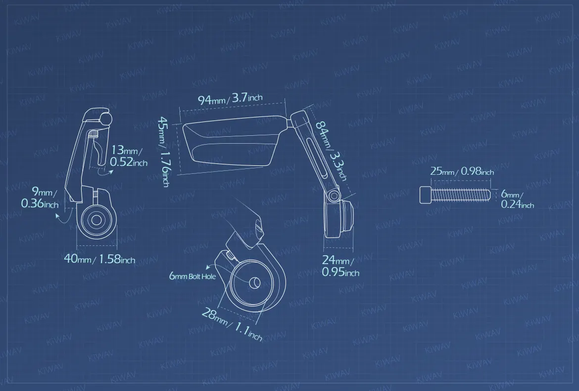 Measurement of KiWAV motorcycle bar end mirrors Leap right hand compatible for Moto Guzzi