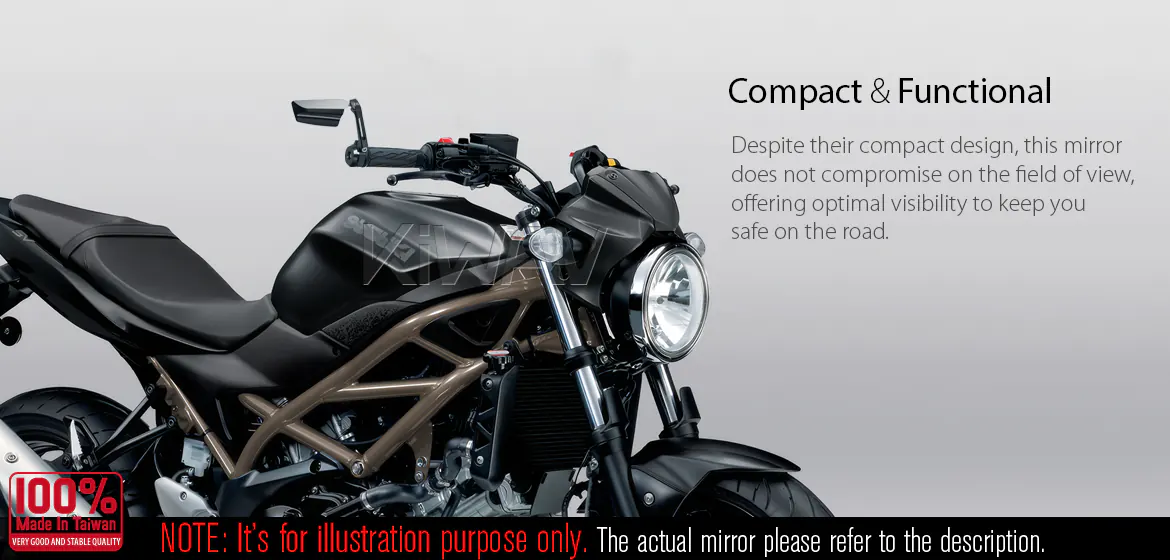 KiWAV motorcycle bar end mirrors Leap right hand heavy weight for M6 threaded handlebars