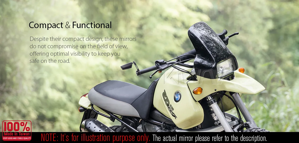 KiWAV motorcycle bar end mirrors Leap right hand compatible for BMW M8 threaded handlebar