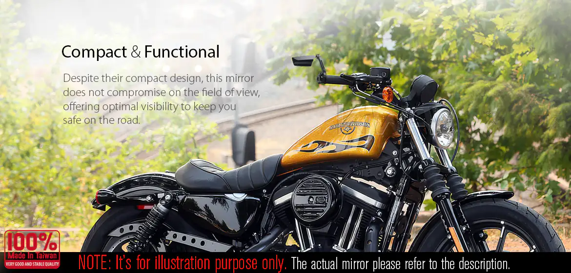 KiWAV motorcycle bar end mirrors Leap right hand compatible for Harley Sportster Dyna Softail XG street
