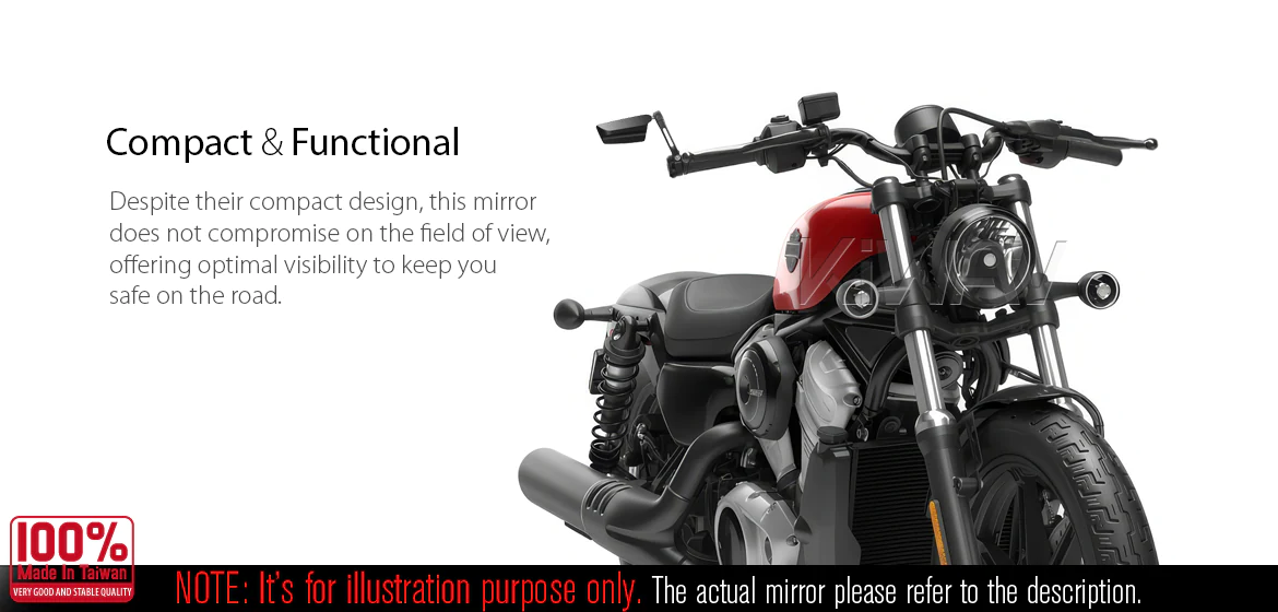 KiWAV motorcycle bar end mirrors Leap right hand compatible for Harley Sportster S Nightster 2021-