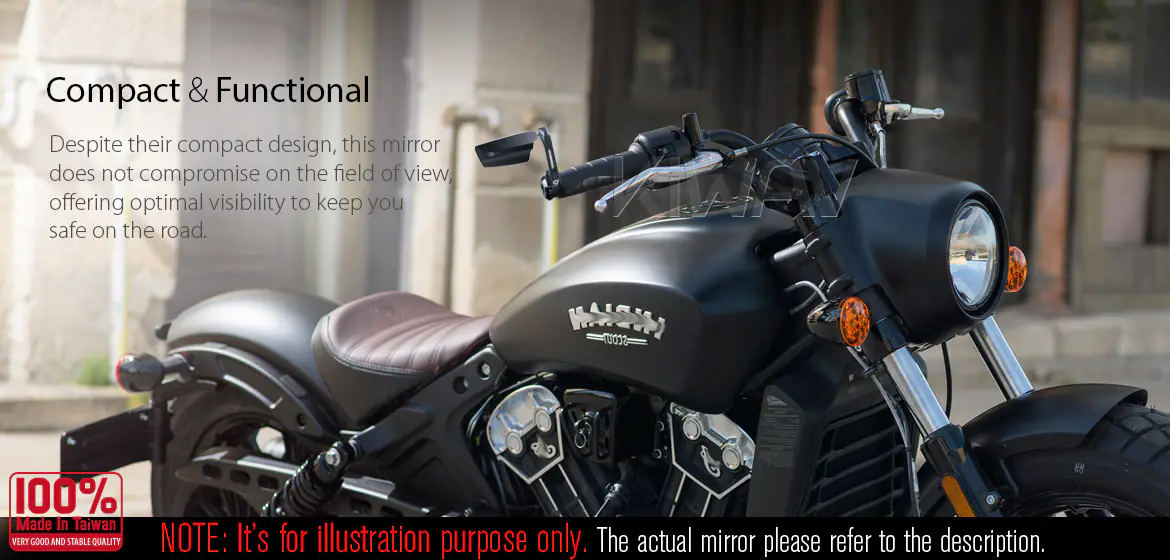 KiWAV motorcycle bar end mirrors Leap right hand compatible for Indian Scout Bobber