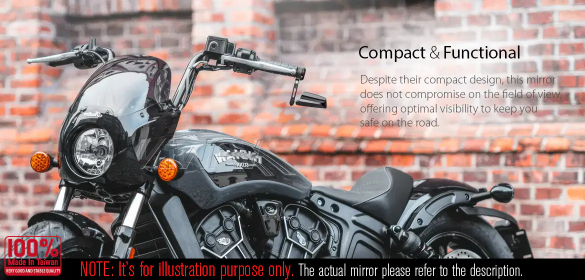 KiWAV motorcycle bar end mirrors Leap right hand compatible for Specific Indian models