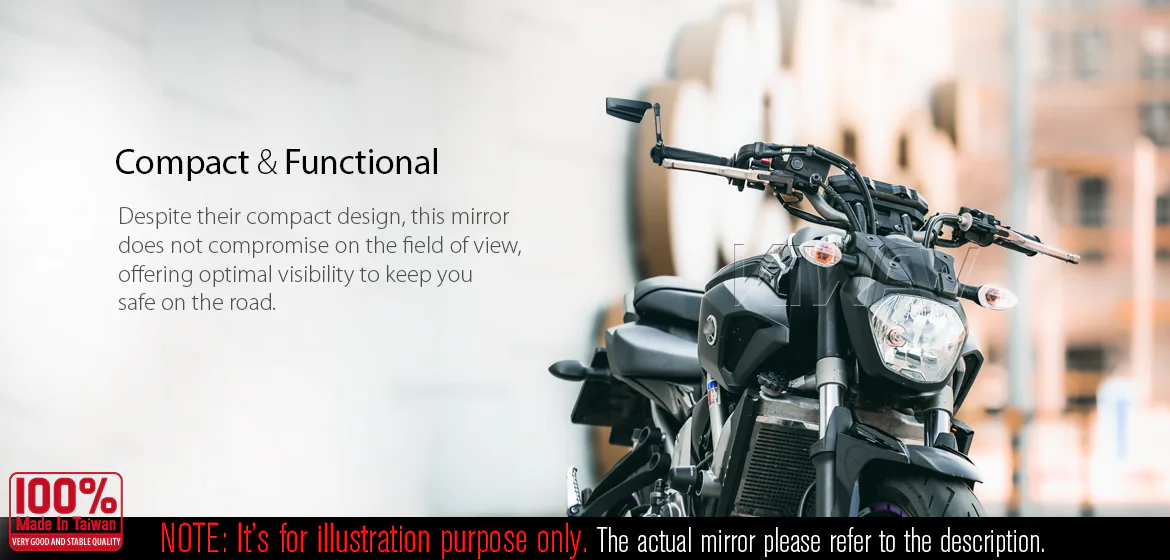 KiWAV motorcycle bar end mirrors Leap right hand compatible for Yamaha M16 threaded handlebars