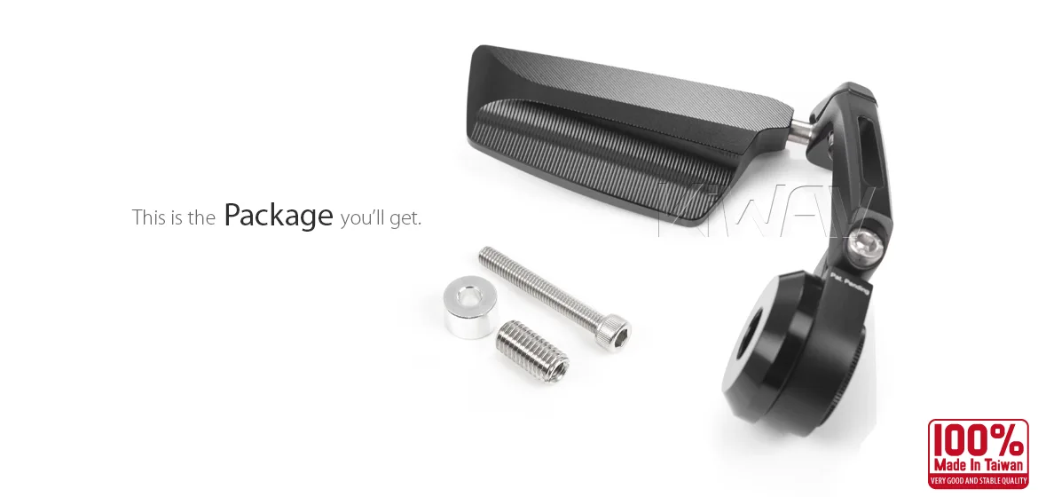 KiWAV motorcycle bar end mirrors Leap right hand compatible for BMW M10 threaded handlebar