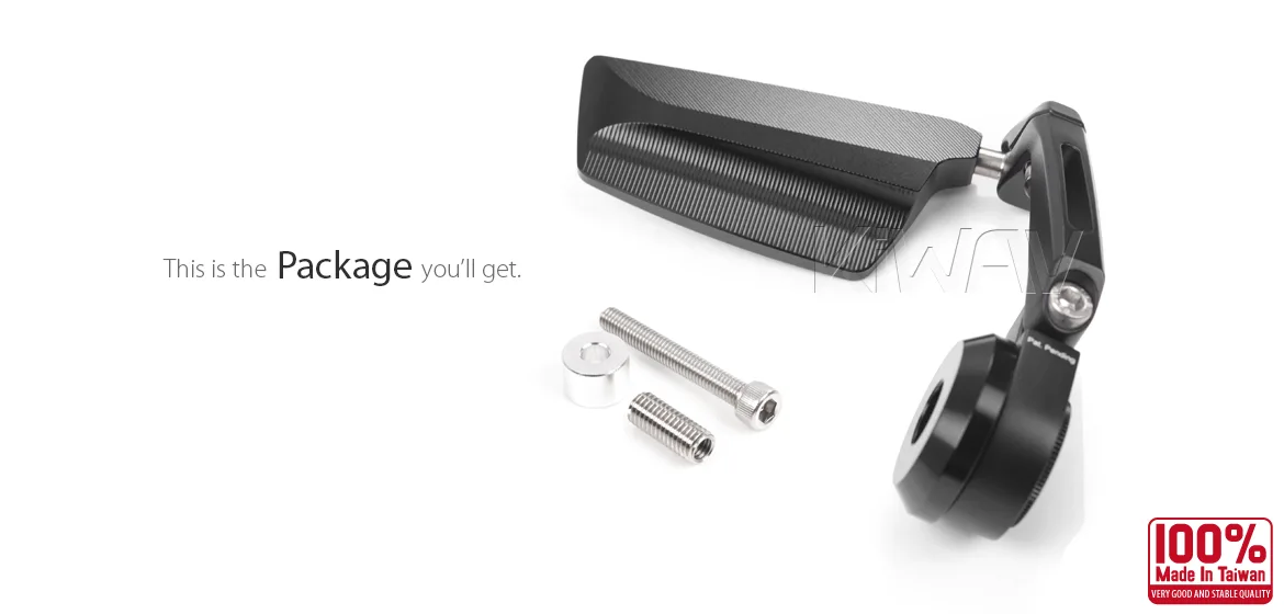 KiWAV motorcycle bar end mirrors Leap right hand compatible for BMW M8 threaded handlebar