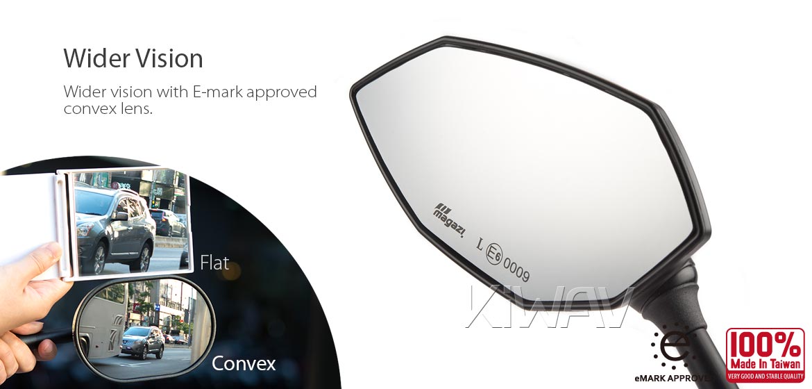 KiWAV motorcycle Two-tone LED with sequential effect mirrors Lucifer black for BMW 10mm 1.5pitch Magazi