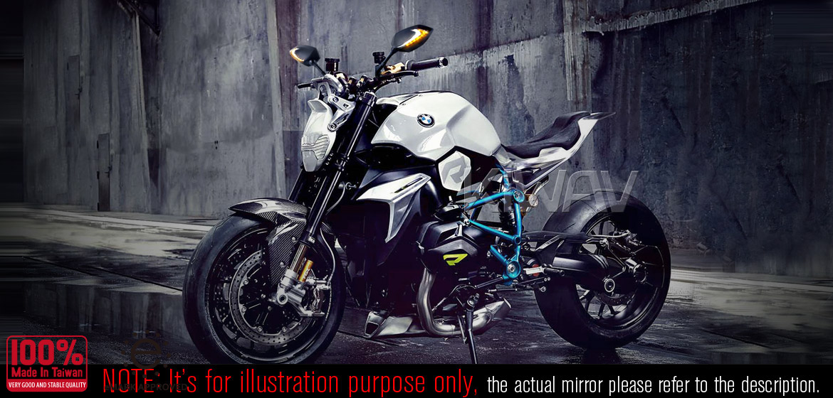 BMWに対応: 二色LED付きバイクミラー ルシファー 黒 流れる