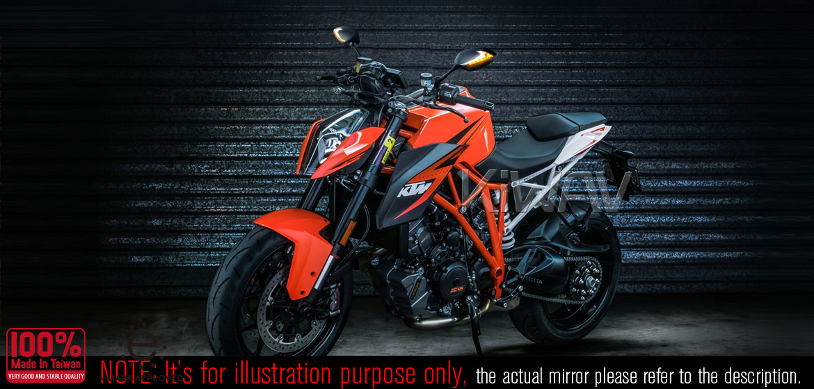 KiWAV motorcycle Two-tone LED with sequential effect mirrors Lucifer black for metric 8/10mm thread Magazi