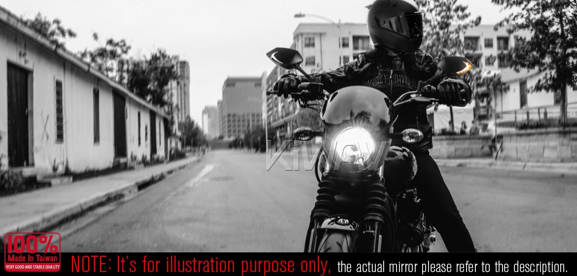 KiWAV motorcycle Two-tone LED with sequential effect mirrors Lucifer carbon for Harley Davidson Street 500/750