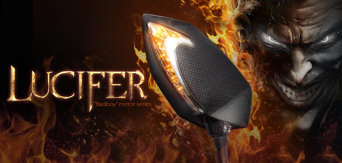 VAWiK motorcycle Two-tone LED with sequential effect mirrors Lucifer carbon for Harley Davidson Magazi