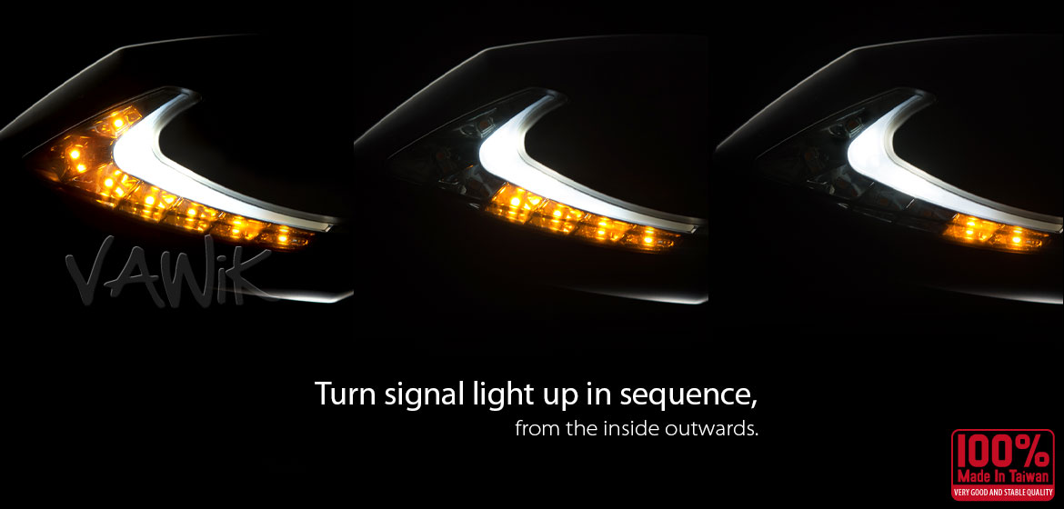 VAWiK motorcycle Two-tone LED with sequential effect mirrors Lucifer carbon for Harley Davidson Magazi