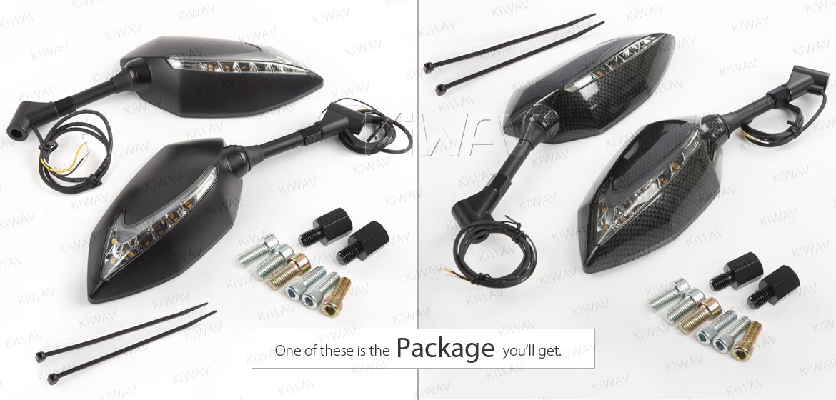 KiWAV motorcycle mirrors Lucifer black/carbon 10mm 8mm metric Magazi