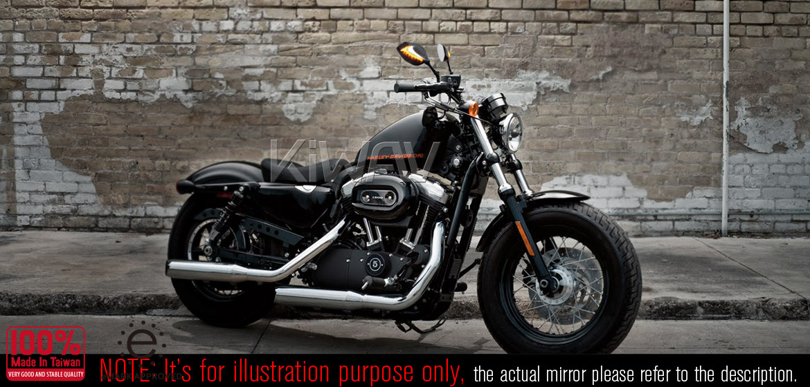 KiWAV Lucifer black LED motorcycle mirrors fit scooter