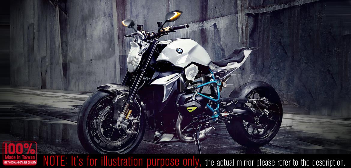 KiWAV motorcycle Two-tone LED mirrors Lucifer carbon for metric 8/10mm thread Magazi