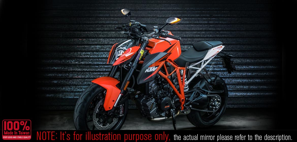 KiWAV motorcycle Two-tone LED mirrors Lucifer carbon for metric 8/10mm thread Magazi