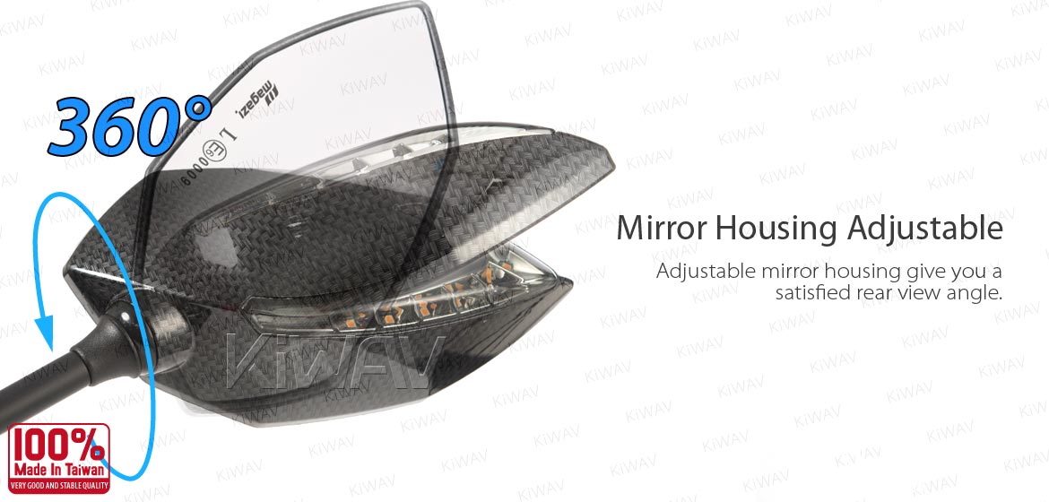 KiWAV Lucifer carbon LED motorcycle mirrors for Ducait Panigale