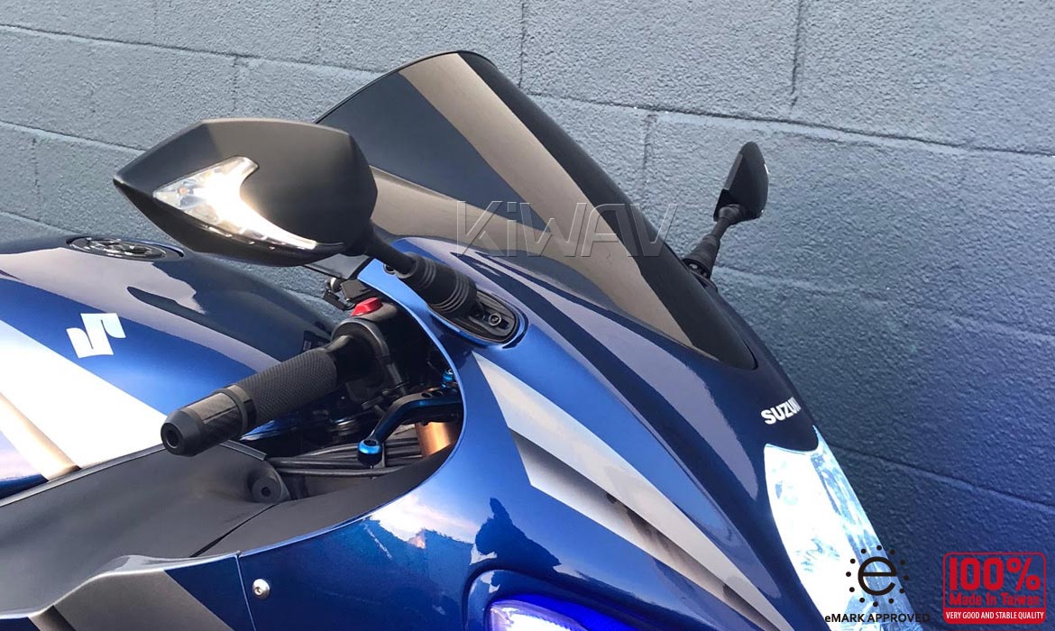 KiWAV motorcycle mirrors with TPMS Lucifer black for sportsbike