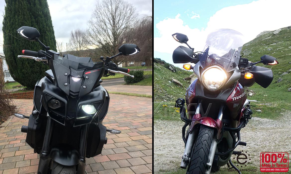 KiWAV motorcycle mirrors with TPMS Lucifer black 8/ 10mm universal