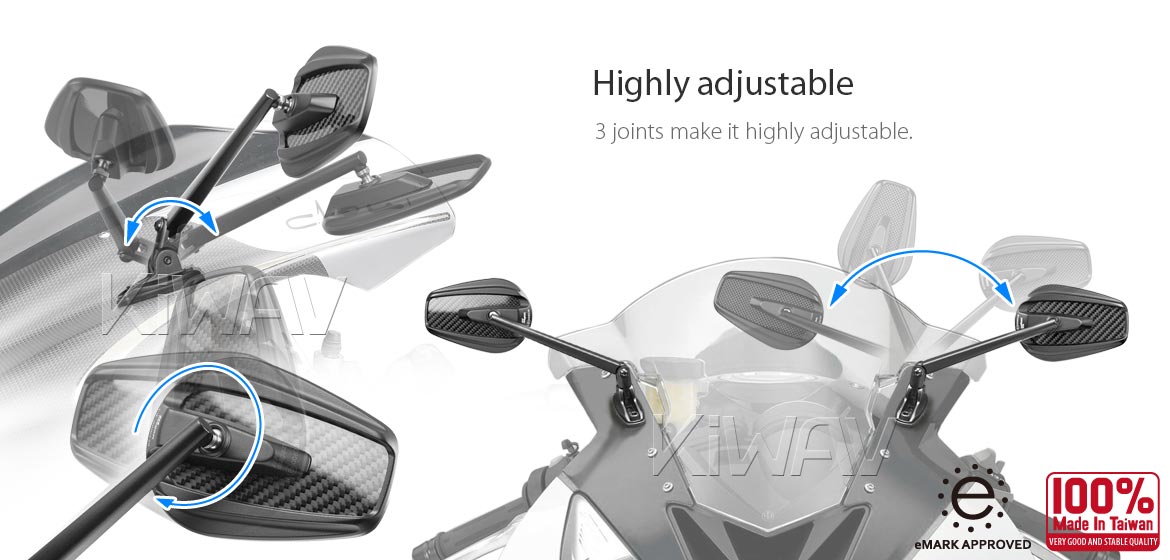 Carbon fiber motorcycle mirrors Mamba black fairing mount rearview mirrors for sportbikes